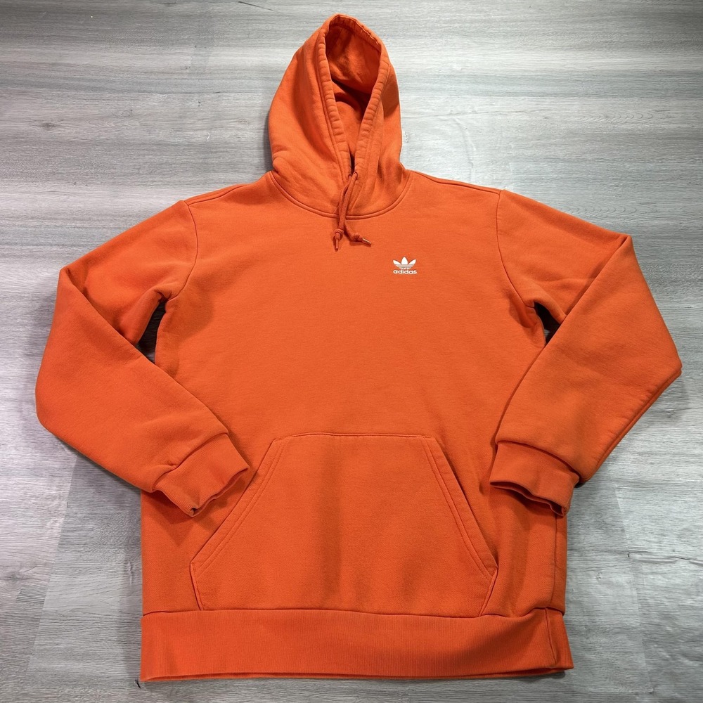Adidas Originals Hoodie Mens Small Orange Trefoil Fleece Sweatshirt HZ8519